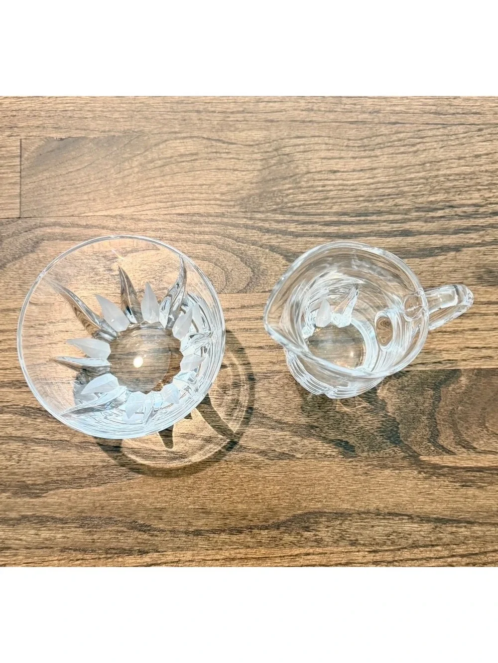 New Mikasa Flame D'Amore Crystal Sugar Bowl & Creamer Set